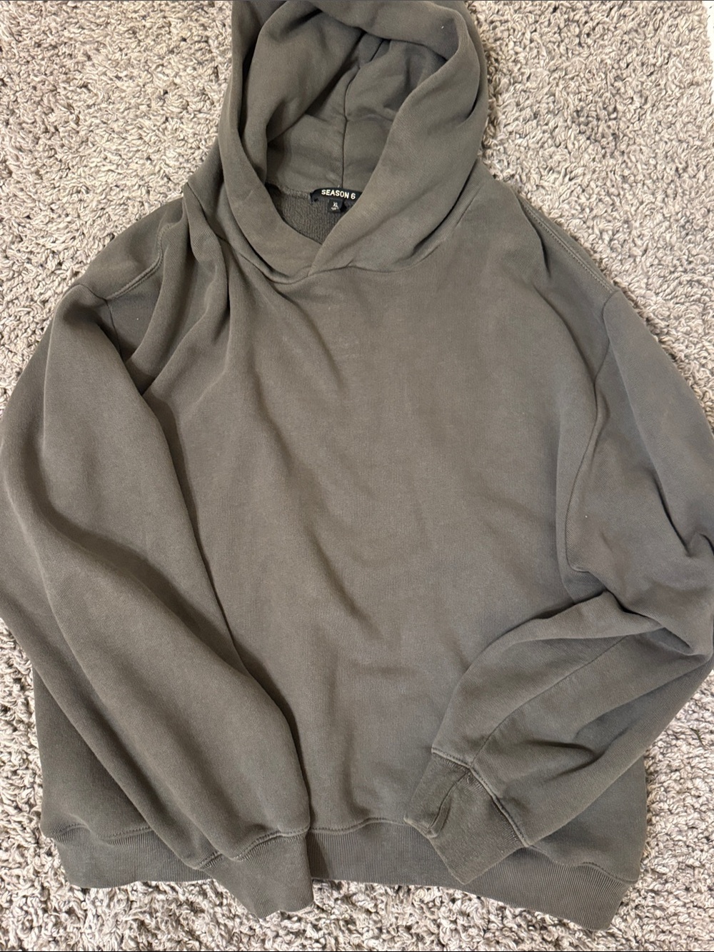 Yeezy season 6 XL cropped Men's Hooded Sweatshirt - washed grey